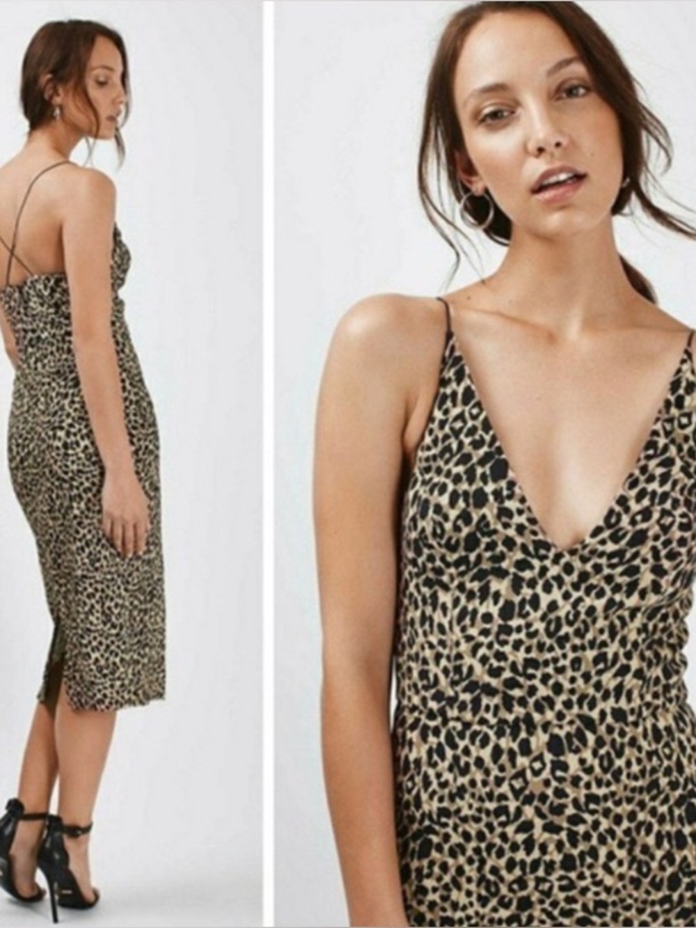 Topshop Leopard Print Midi Slip Dress